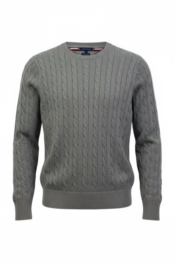 TOMMY HILFIGER ΠΟΥΛΟΒΕΡ CABLE KNIT ΓΚΡΙ ΑΝΤΡΙΚΟ PRE OWNED S