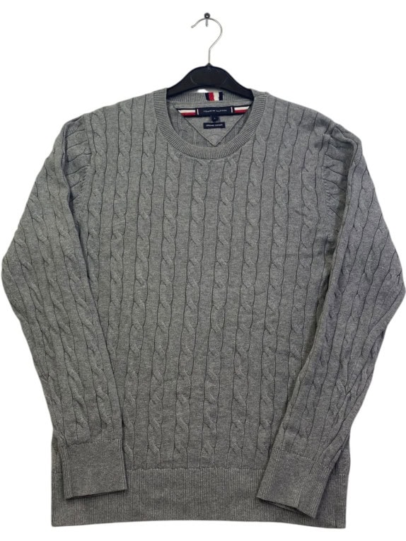 TOMMY HILFIGER ΠΟΥΛΟΒΕΡ CABLE KNIT ΓΚΡΙ ΑΝΤΡΙΚΟ PRE OWNED S