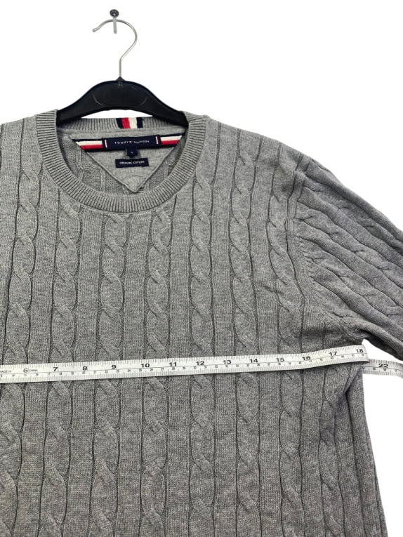 TOMMY HILFIGER ΠΟΥΛΟΒΕΡ CABLE KNIT ΓΚΡΙ ΑΝΤΡΙΚΟ PRE OWNED S
