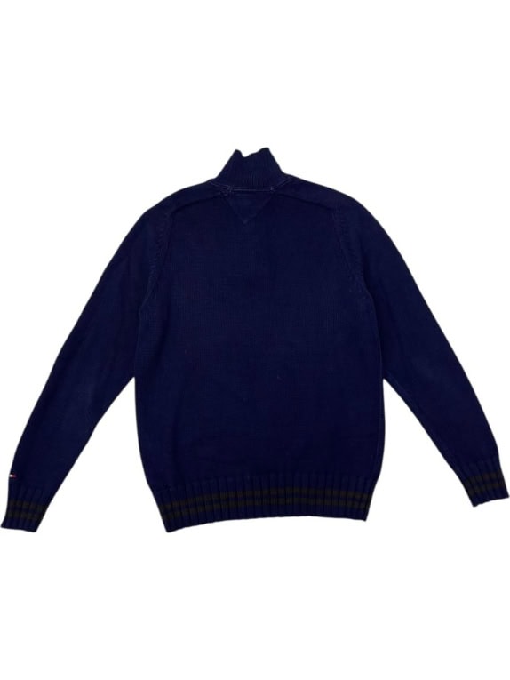 TOMMY HILFIGER ΠΟΥΛΟΒΕΡ ΜΠΛΕ ΜΕ ΥΨΗΛΟ ΓΙΑΚΑ ΚΑΙ ΚΟΥΜΠΙΑ - S