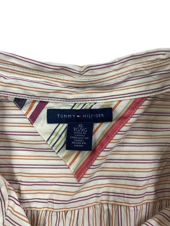 Tommy Hilfiger Camicia casual classica a righe beige da donna XL
