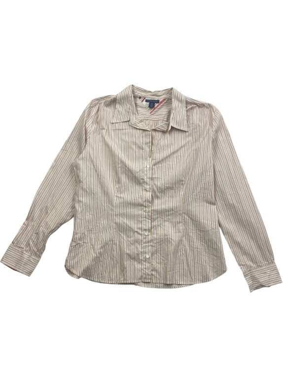 Tommy Hilfiger Camicia casual classica a righe beige da donna XL