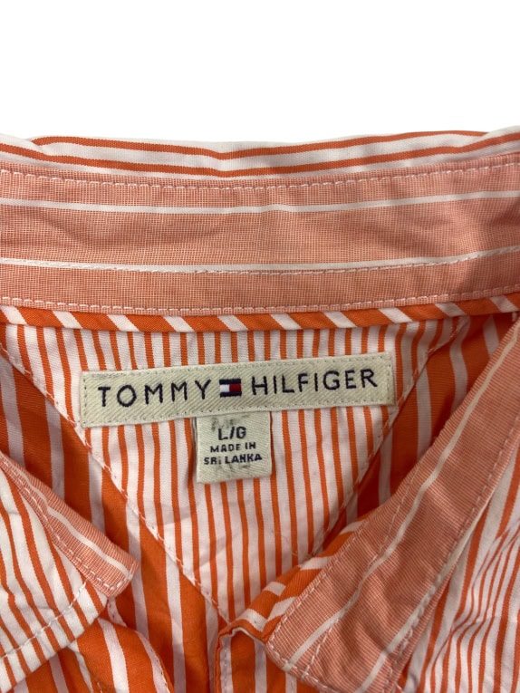 TOMMY HILFIGER Striped Shirt Casual Orange-White Women’s L