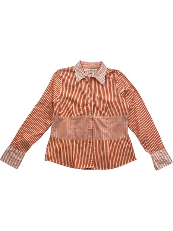 TOMMY HILFIGER Striped Shirt Casual Orange-White Women’s L