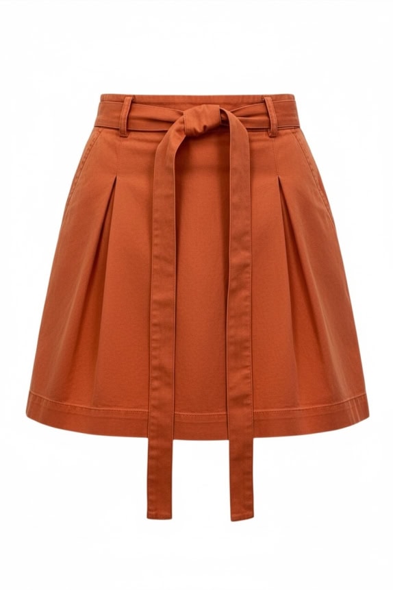 TOMMY HILFIGER BELTED SHORTS CASUAL ORANGE/TERRACOTTA WOMEN'S XS