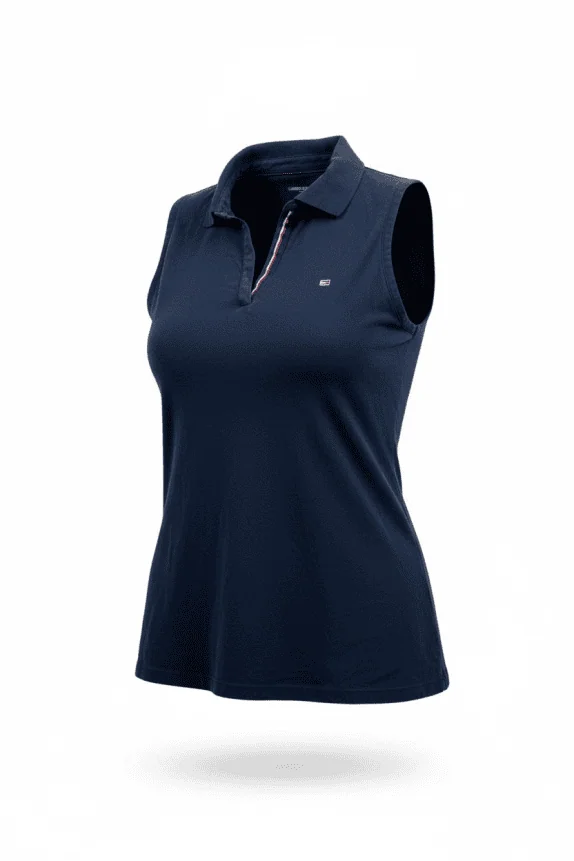 TOMMY HILFIGER SPORT Αμάνικο Polo Casual Λογότυπο Navy Μπλε Γυναικείο XXL
