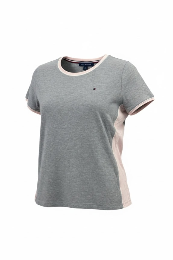 Tommy Hilfiger T-Shirt Γκρι με Ροζ Λεπτομέρειες Γυναικείο M