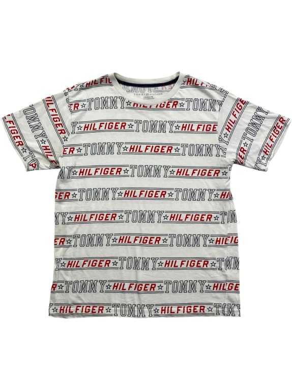 TOMMY HILFIGER T-SHIRT WITH ALL-OVER LOGO AND STARS WHITE MEN'S L