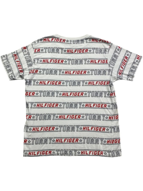 TOMMY HILFIGER T-SHIRT WITH ALL-OVER LOGO AND STARS WHITE MEN'S L