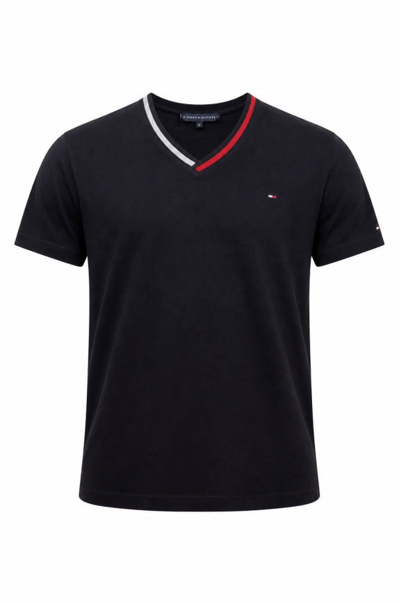 TOMMY HILFIGER T SHIRT MINIMAL BLACK MEN PRE OWNED M