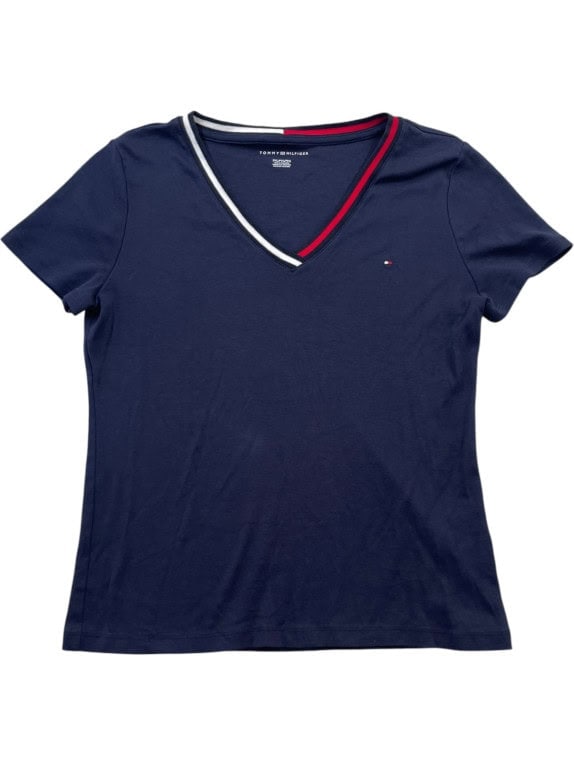 TOMMY HILFIGER T SHIRT MINIMAL NAVY WOMEN PRE OWNED S