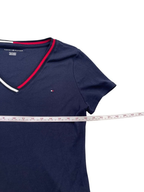 TOMMY HILFIGER T SHIRT MINIMAL NAVY WOMEN PRE OWNED S