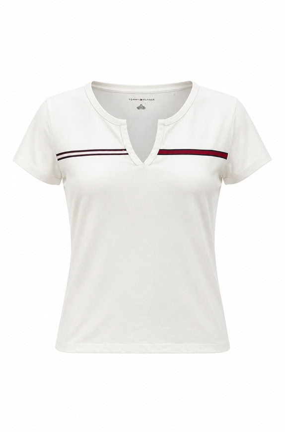 TOMMY HILFIGER T SHIRT MINIMAL OFF WHITE WOMEN PRE OWNED M