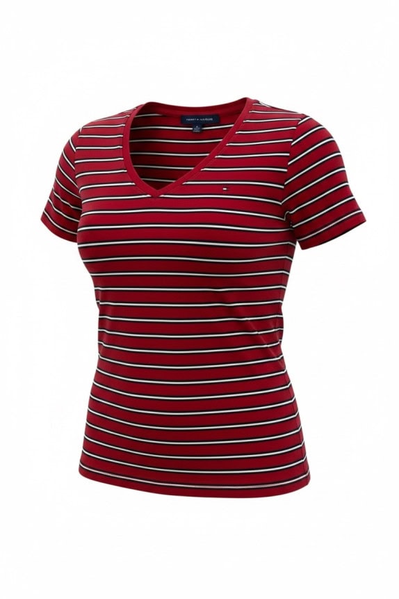 TOMMY HILFIGER T SHIRT ΡΙΓΕ ΚΟΚΚΙΝΟ ΓΥΝΑΙΚΕΙΟ PRE OWNED M