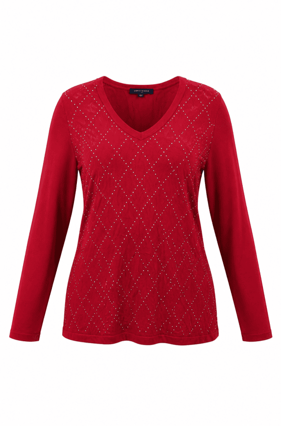 TOMMY HILFIGER TOP V NECK EMBELLISHED RED ΓΥΝΑΙΚΕΙΟ PRE OWNED XL