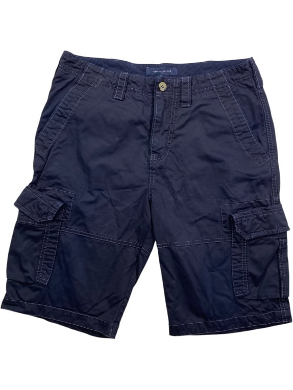 TOMMY HILFIGER Bermuda cargo con logo vintage blu navy da uomo taglia 30