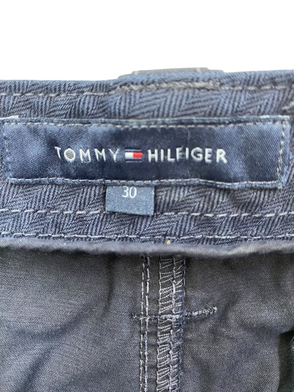 TOMMY HILFIGER Bermuda cargo con logo vintage blu navy da uomo taglia 30