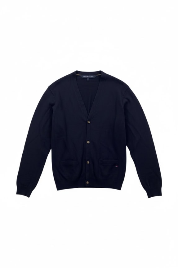 TOMMY HILFIGER cardigan lavorato a maglia con bottoni Classic Logo blu scuro da uomo