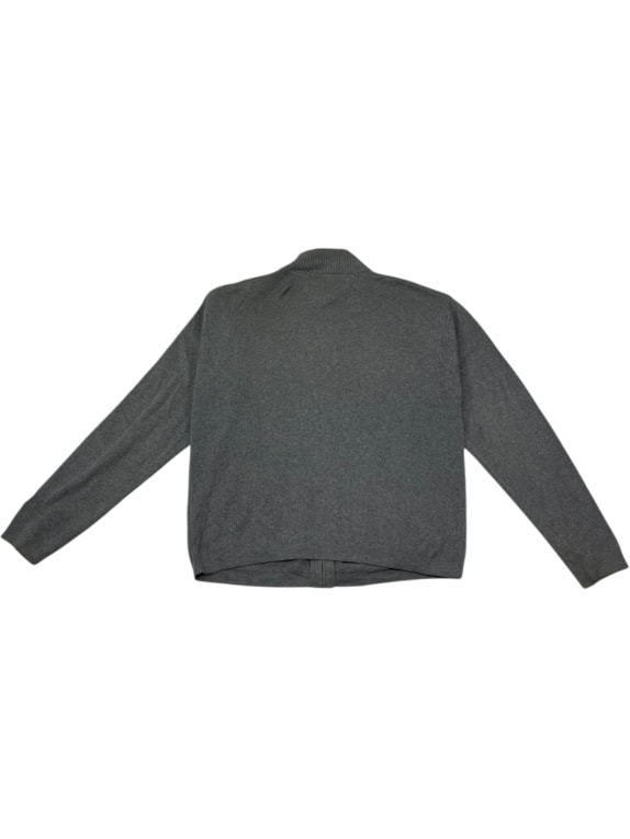 TOMMY HILFIGER GIACCA IN MAGLIA GRIGIA CON RIGA SUL PETTO