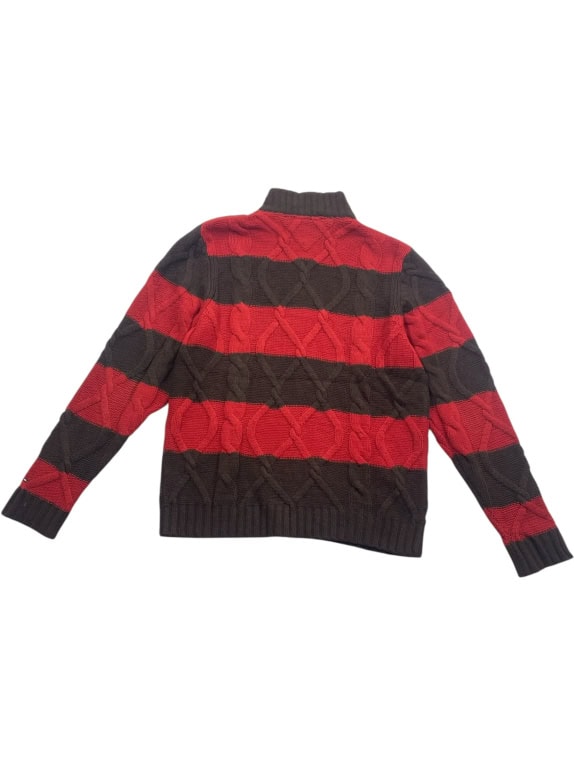 TOMMY HILFIGER ΖΑΚΕΤΑ ΠΛΕΚΤΗ VINTAGE ZIP LAMBSWOOL ΡΙΓΕ ΚΟΚΚΙΝΟ/ΚΑΦΕ ΑΝΔΡΙΚΗ L