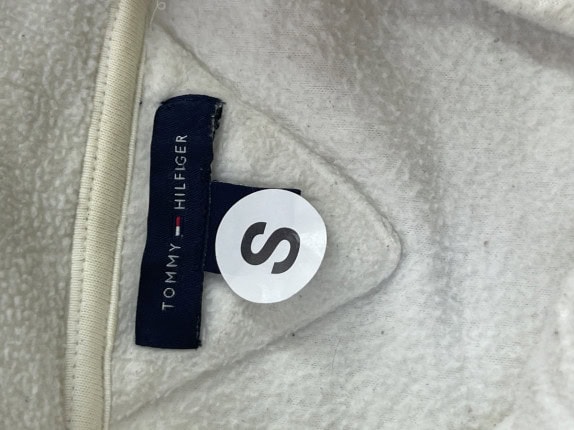 TOMMY HILFIGER ZIP HOODIE MINIMAL OFF WHITE WOMEN PRE OWNED S