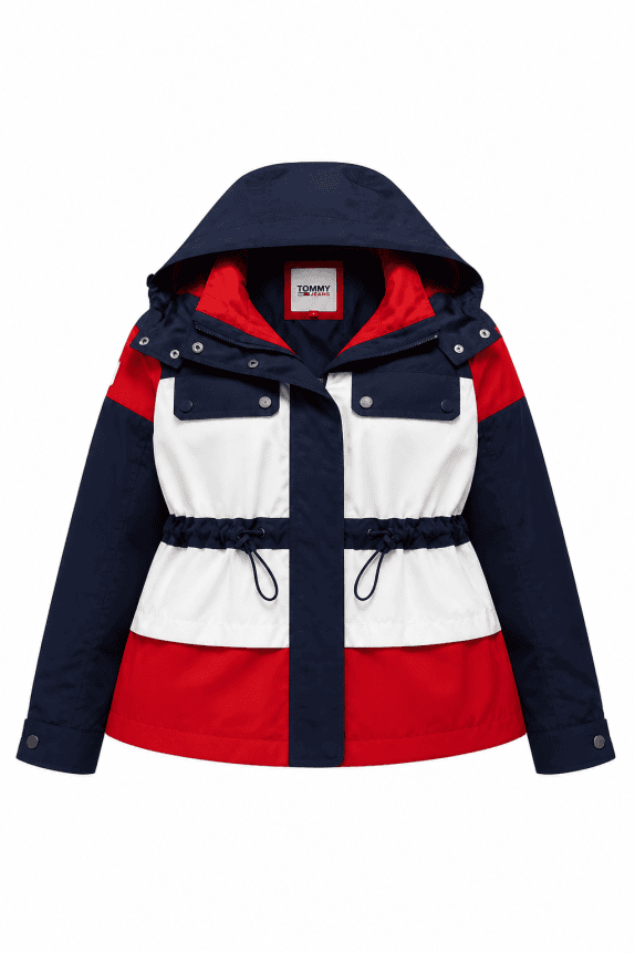 TOMMY JEANS ΑΝΟΙΞΙΑΤΙΚΟ ΜΠΟΥΦΑΝ COLOR BLOCK ΝΑΥΤΙΚΟ ΜΠΛΕ ΓΥΝΑΙΚΕΙΟ PRE OWNED S