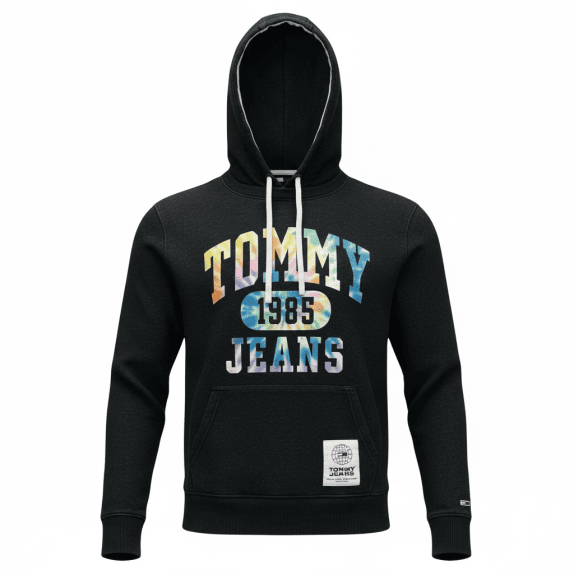TOMMY JEANS ΦΟΥΤΕΡ ΜΕ ΚΟΥΚΟΥΛΑ ΜΑΥΡΟ ΜΕ TIE-DYE LOGO