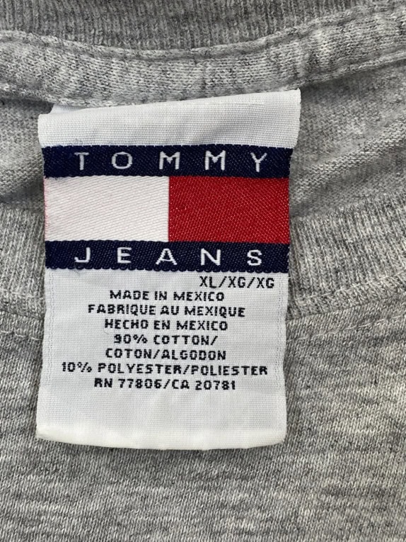 TOMMY JEANS GRAPHIC TEE HEATHER GREY MEN PRE OWNED XL