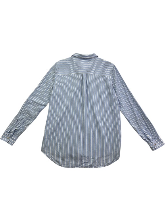 TOMMY JEANS WOMEN'S STRIPED SHIRT CLASSIC FLAG LOGO BLUE/WHITE L