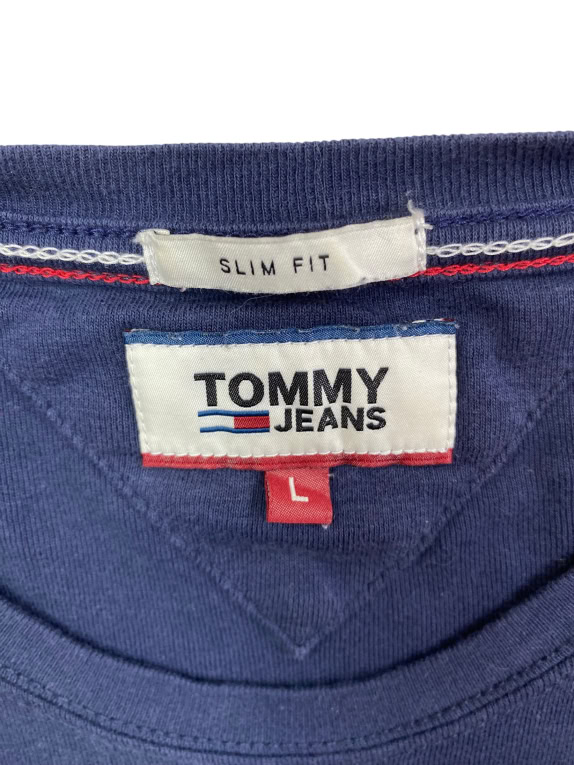 TOMMY JEANS LONG SLEEVE T-SHIRT CASUAL EMBROIDERED LOGO BLUE MEN'S L