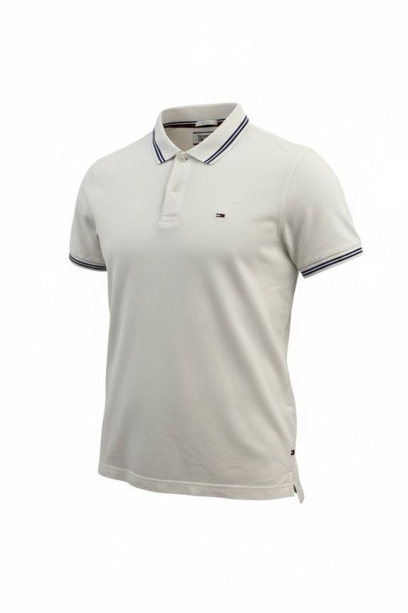TOMMY JEANS Μπλούζα Polo Slim Fit Λογότυπο Λευκή Ανδρική S