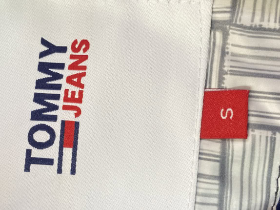 TOMMY JEANS PUFFER JACKET PATCHWORK MAYRO LEUKO MEN PRE OWNED S
