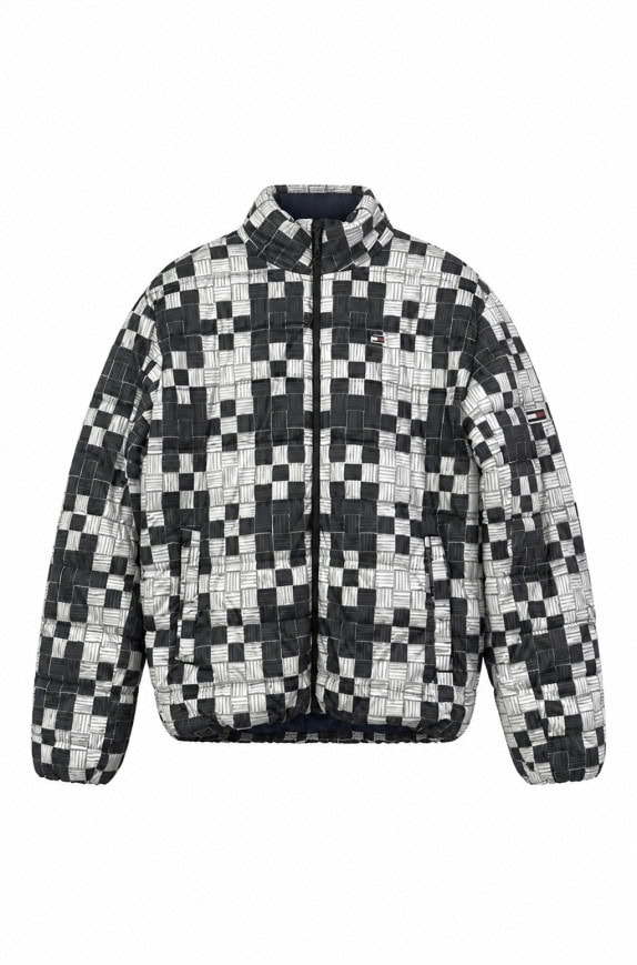 TOMMY JEANS PUFFER JACKET STREETWEAR ΜΑΥΡΟ ΓΚΡΙ ΑΝΤΡΙΚΟ PRE OWNED XL