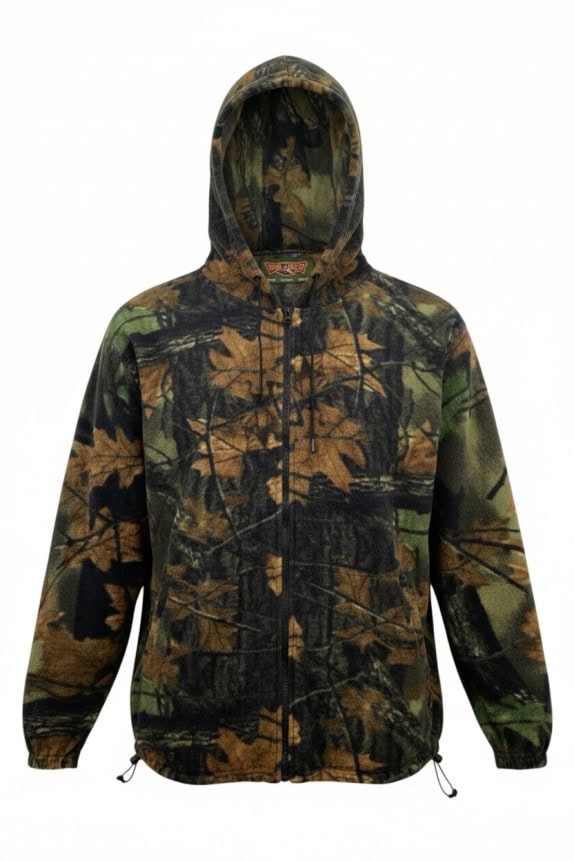 TRAIL CREST FLEECE ZIP HOODIE OUTDOOR CAMO GREEN BROWN MENS PRE OWNED L