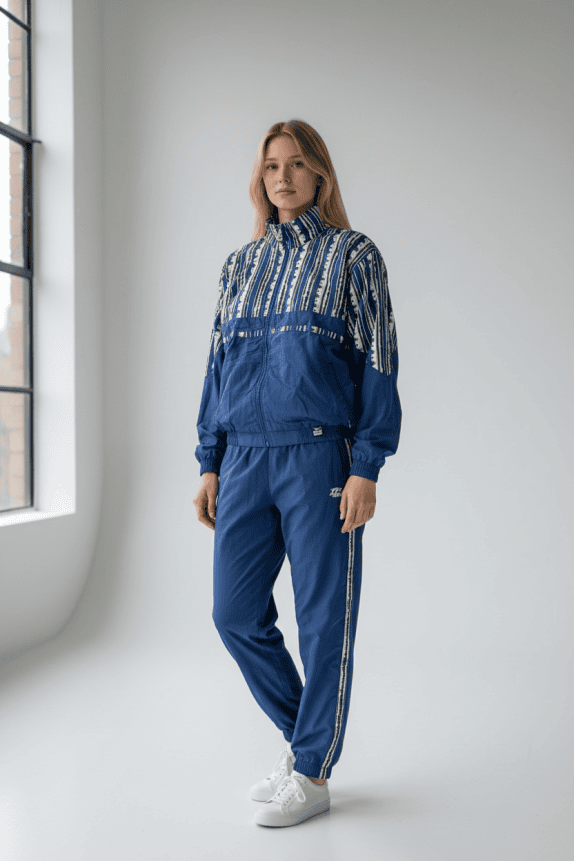 Trigema tuta sportiva set vintage con logo blu unisex S