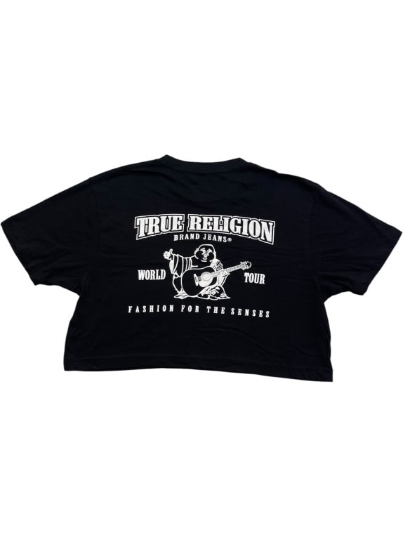 True Religion Γυναικείο Cropped T-Shirt Μαύρο Logo Print S