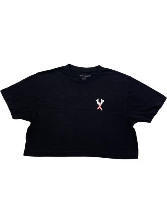True Religion Γυναικείο Cropped T-Shirt Μαύρο Logo Print S