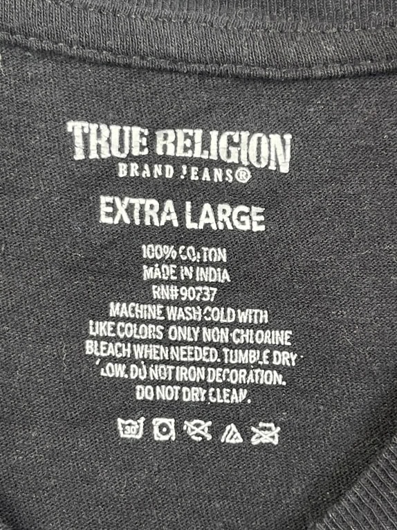 TRUE RELIGION ΜΠΛΟΥΖΑΚΙ T SHIRT VINTAGE ΜΑΥΡΟ ΑΝΤΡΙΚΟ XL pre-owned