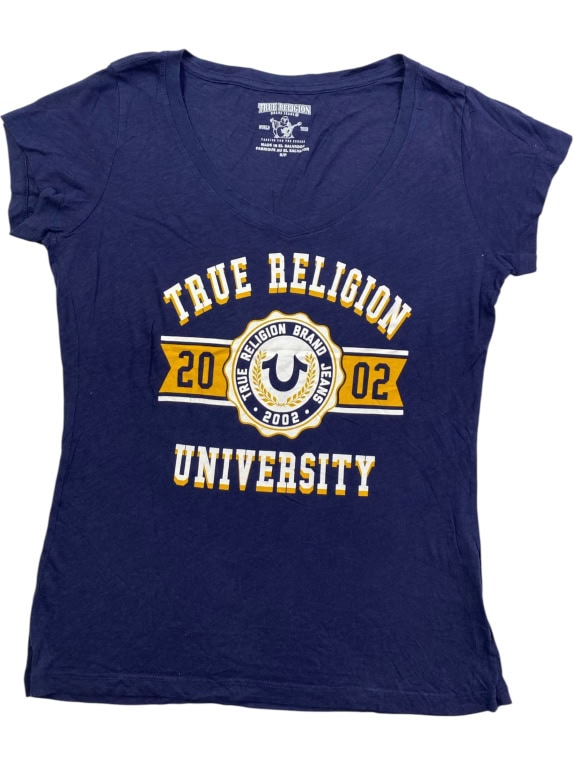 TRUE RELIGION T-SHIRT UNIVERSITY BIG LOGO ΜΠΛΕ ΓΥΝΑΙΚΕΙΟ S