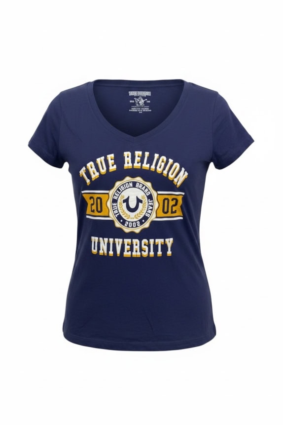 TRUE RELIGION T-SHIRT UNIVERSITY BIG LOGO ΜΠΛΕ ΓΥΝΑΙΚΕΙΟ S