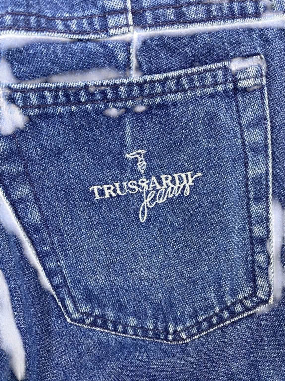 Trussardi Jeans Denim Παντελόνι Vintage Logo Μπλε Γυναικείο XS