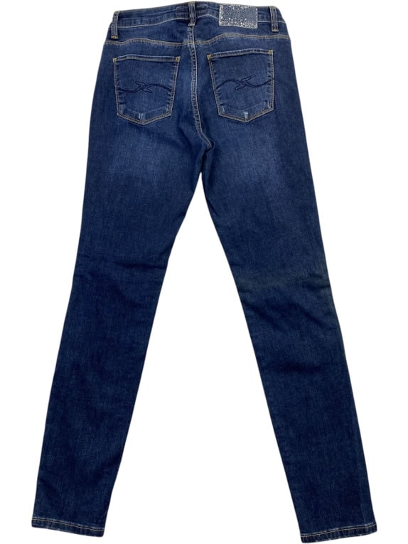TRUSSARDI JEANS ΠΑΝΤΕΛΟΝΙ DENIM DISTRESSED ΛΟΓΟΤΥΠΟ ΜΠΛΕ ΓΥΝΑΙΚΕΙΟ S