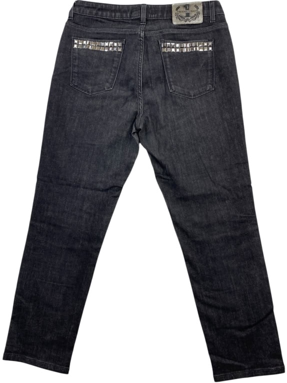 TRUSSARDI JEANS DENIM PANTS WITH STUDS GREY WOMENS S