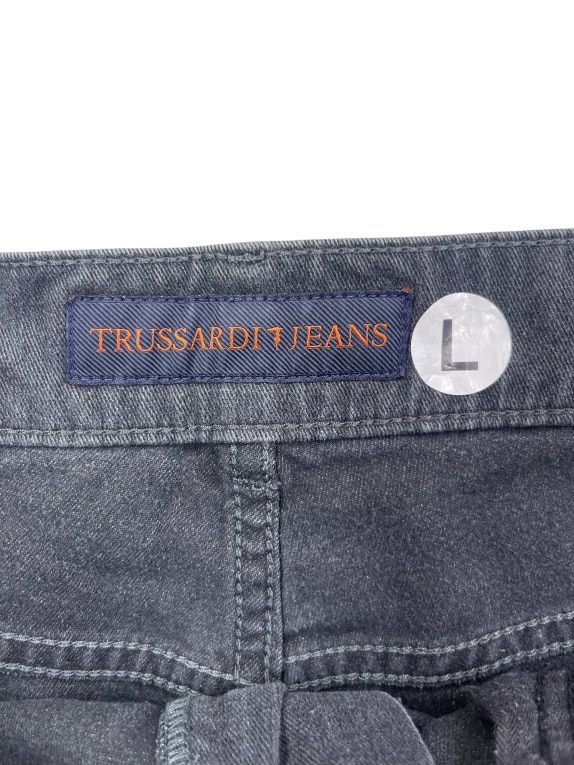 TRUSSARDI JEANS PANTALONI DENIM VINTAGE LOGO GRIGIO UOMO L