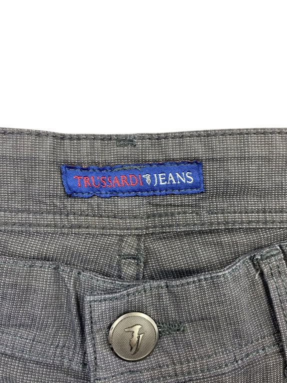 TRUSSARDI JEANS Pantaloni denim vintage con logo grigi da uomo L