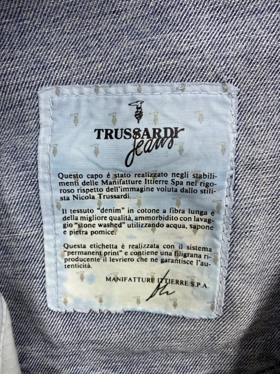 TRUSSARDI JEANS DENIM PANTS VINTAGE METAL LOGO BLUE MENS L