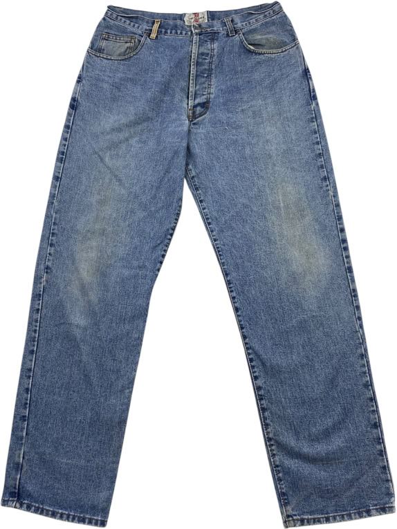 TRUSSARDI JEANS ΠΑΝΤΕΛΟΝΙ DENIM VINTAGE ΜΕΤΑΛΛΙΚΟ LOGO ΜΠΛΕ ΑΝΔΡΙΚΟ L