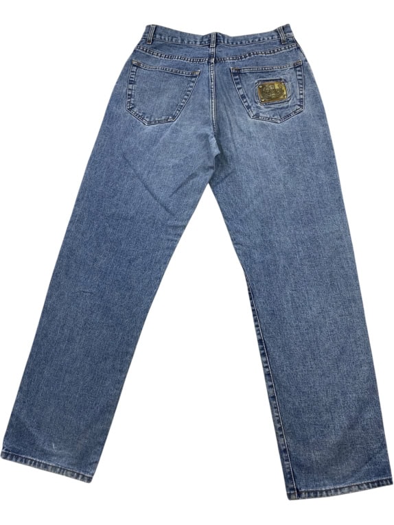 TRUSSARDI JEANS DENIM PANTS VINTAGE METAL LOGO BLUE MENS L