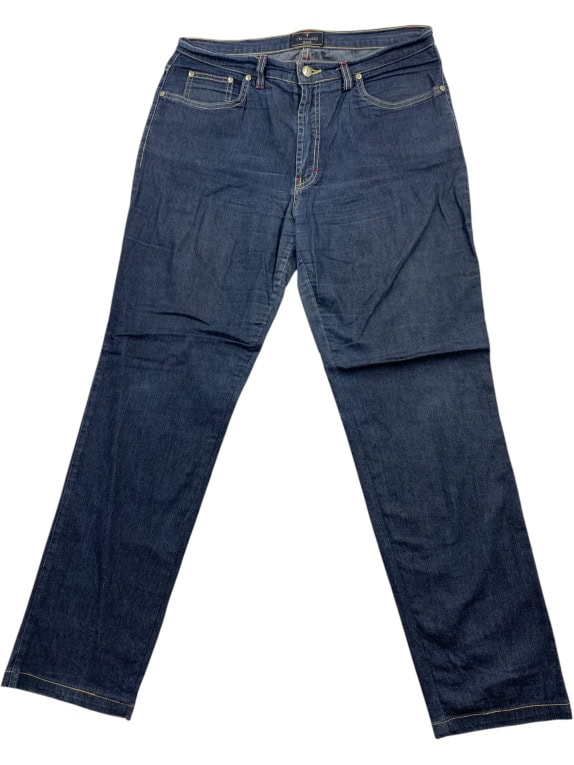 TRUSSARDI JEANS DENIM PANTS VINTAGE EMBROIDERED LOGO BLUE MENS M