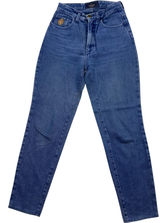 TRUSSARDI JEANS PANTALONI VINTAGE IN PELLE CON LOGO BLU DA DONNA XS